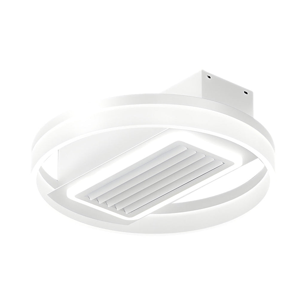 Sleek White Bladeless Fan Lamp with 6-Speed Dimmable LED for Home Decor