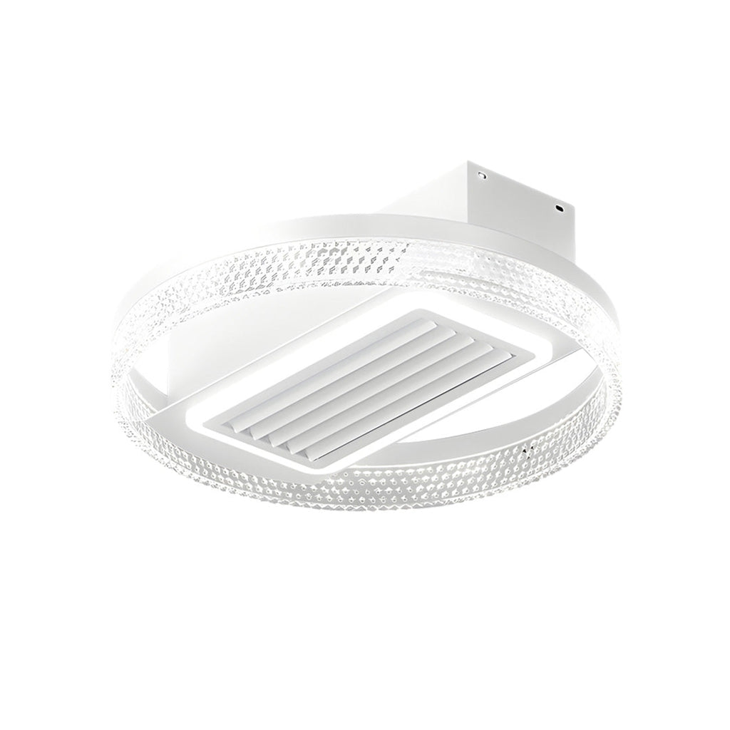 Sleek White Bladeless Fan Lamp with 6-Speed Dimmable LED for Home Decor