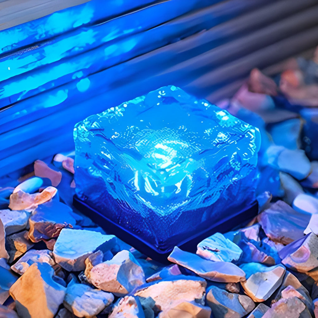 Modern Solar-Powered Outdoor Ice Cube LED Step Lights for Pathway
