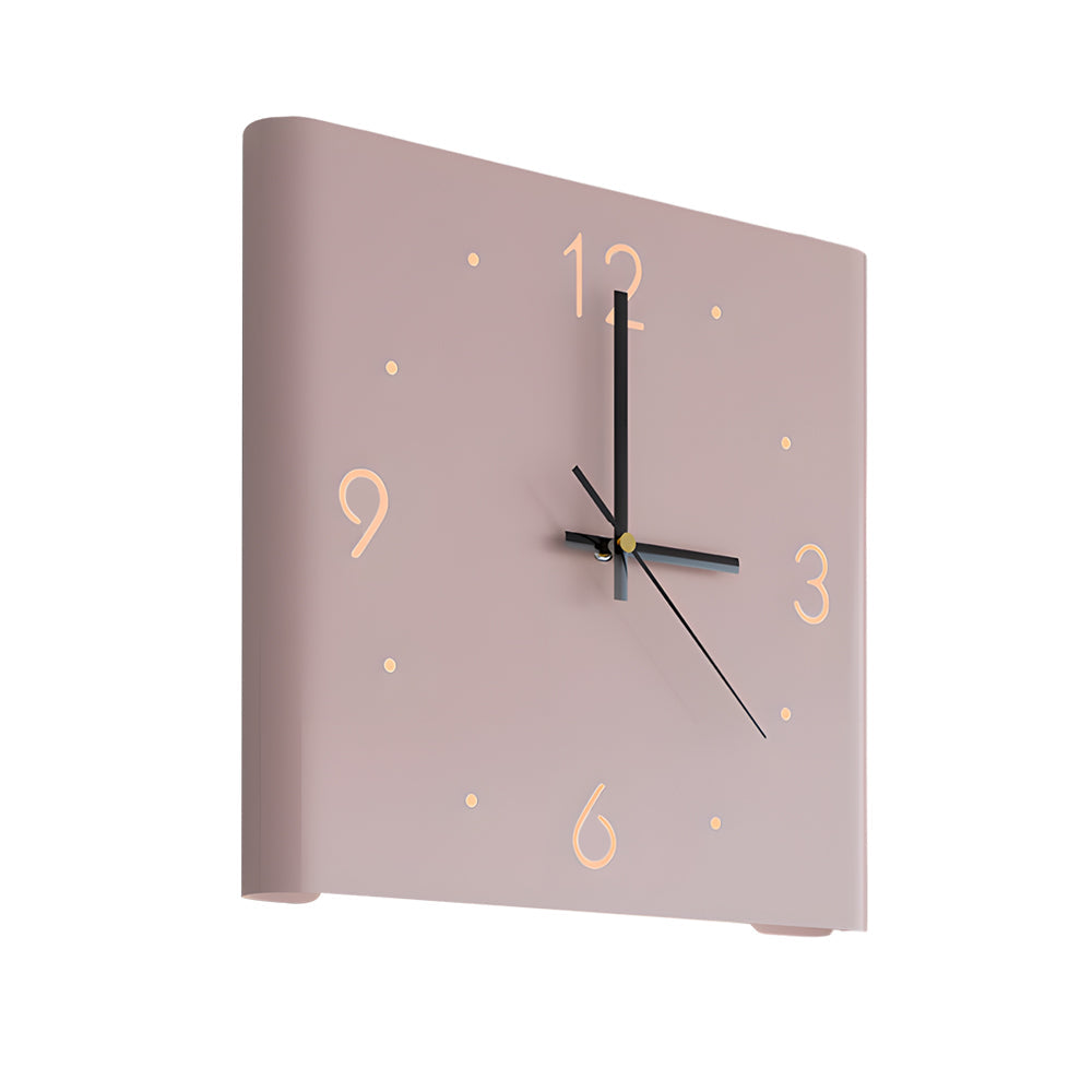 Modern Backlit Square Metal Wall Clock Lamp for Home Office Decor