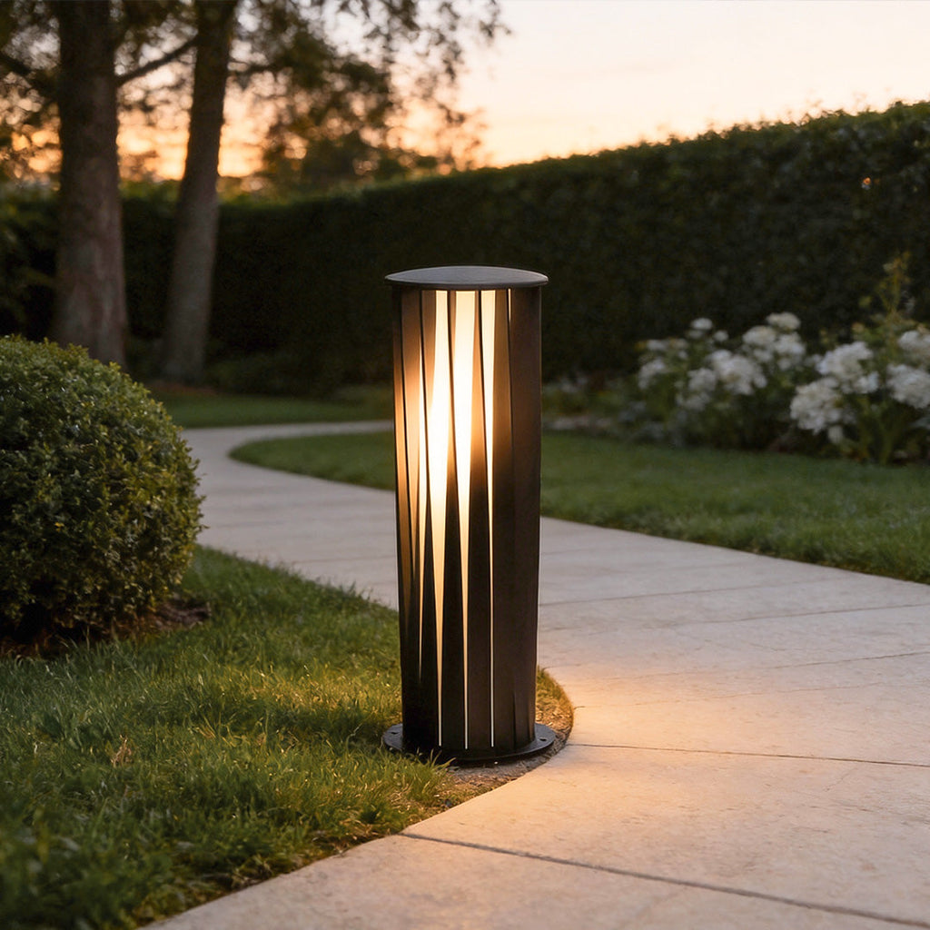 Geometric Black Metal Solar LED Bollard Path Light for Outdoor Lighting