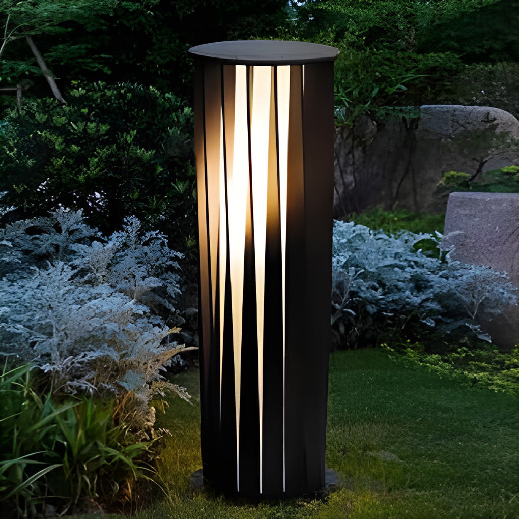 Geometric Black Metal Solar LED Bollard Path Light for Outdoor Lighting
