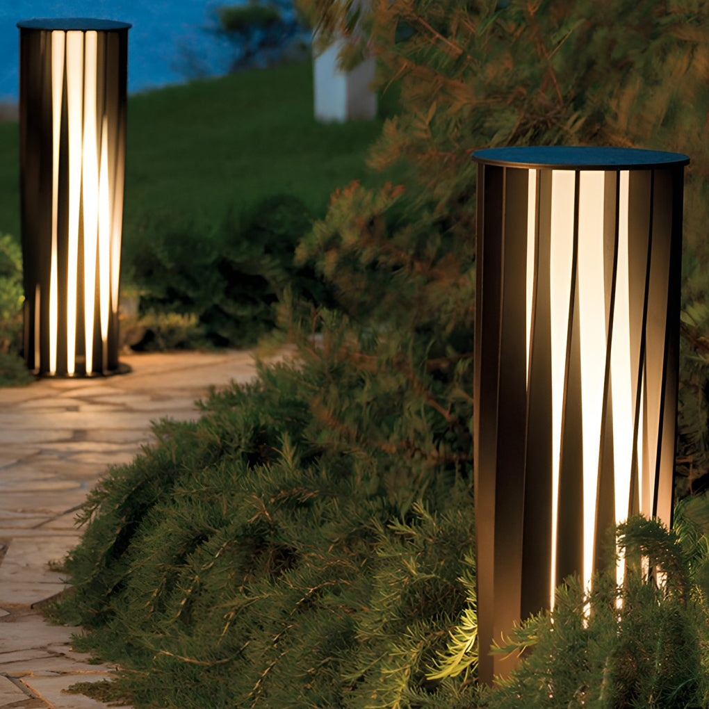 Geometric Black Metal Solar LED Bollard Path Light for Outdoor Lighting