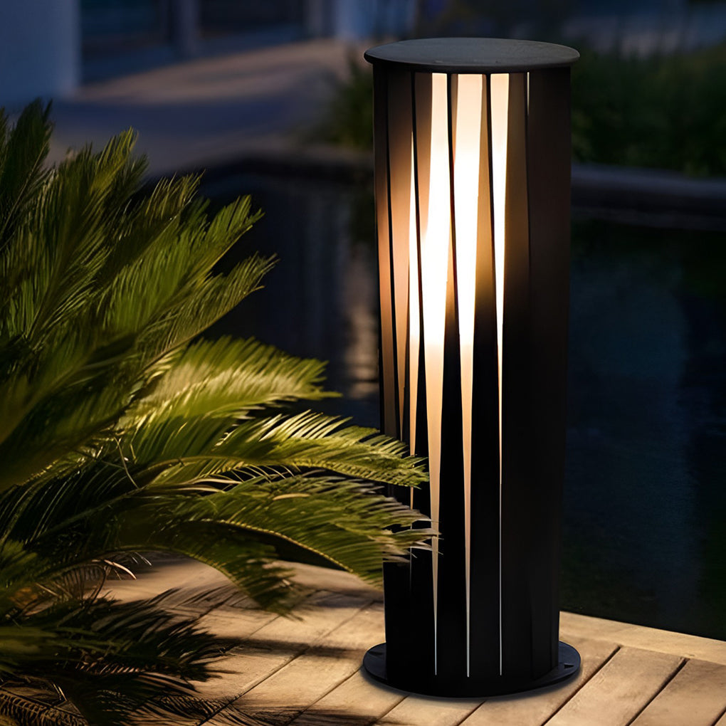 Geometric Black Metal Solar LED Bollard Path Light for Outdoor Lighting