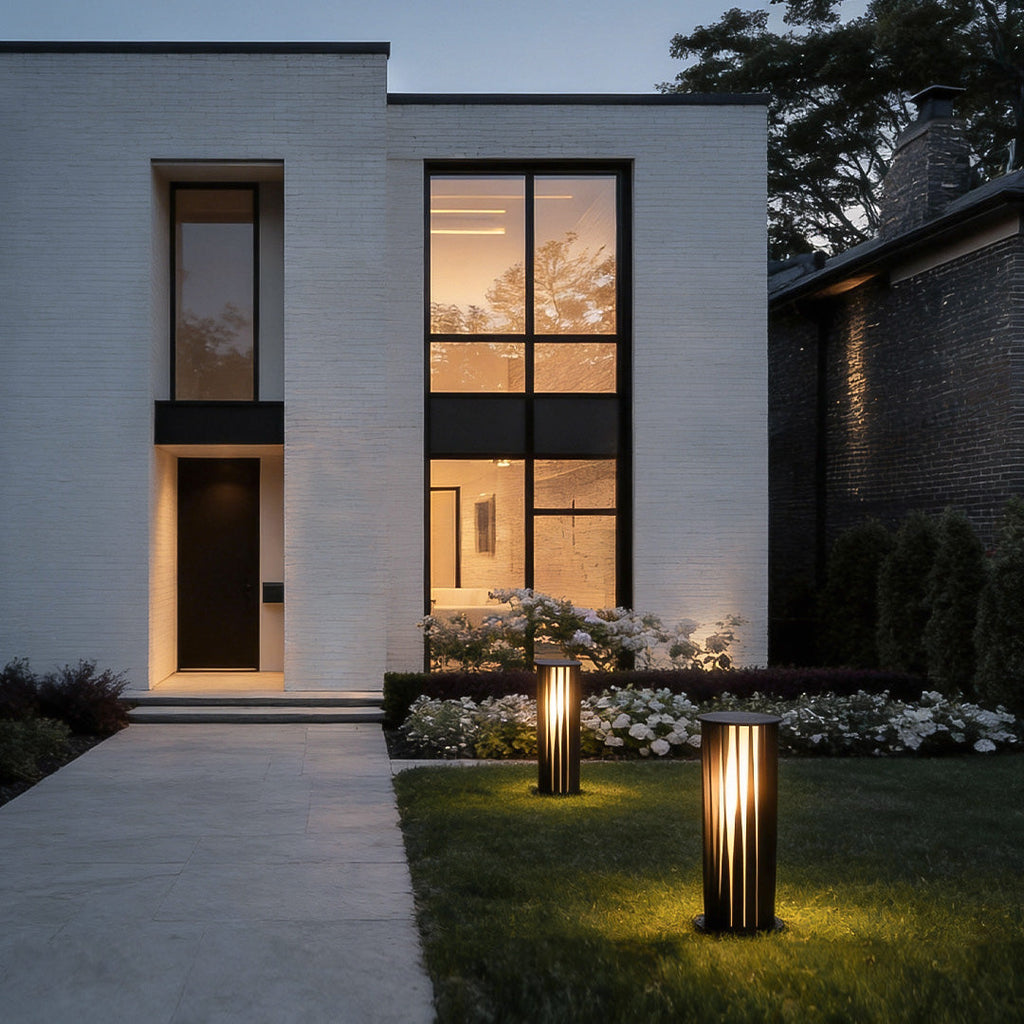 Geometric Black Metal Solar LED Bollard Path Light for Outdoor Lighting