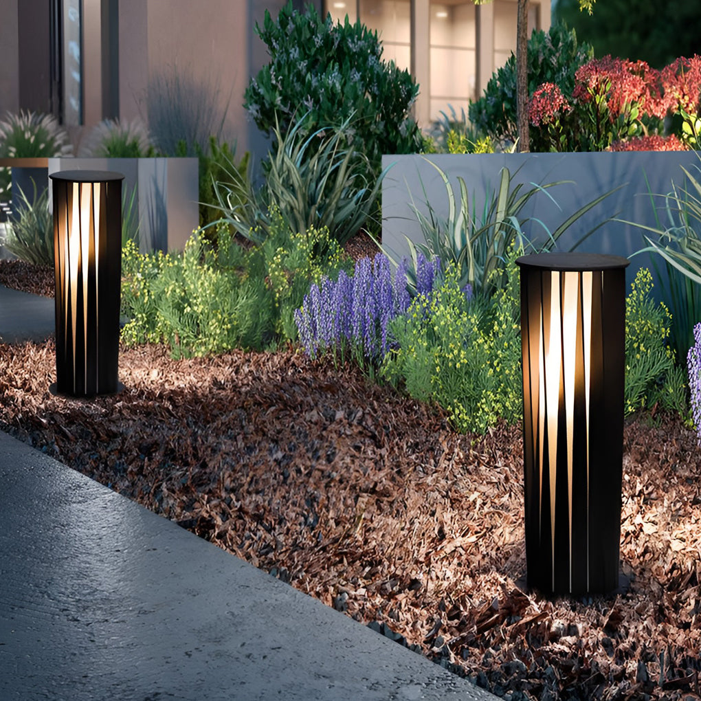 Geometric Black Metal Solar LED Bollard Path Light for Outdoor Lighting