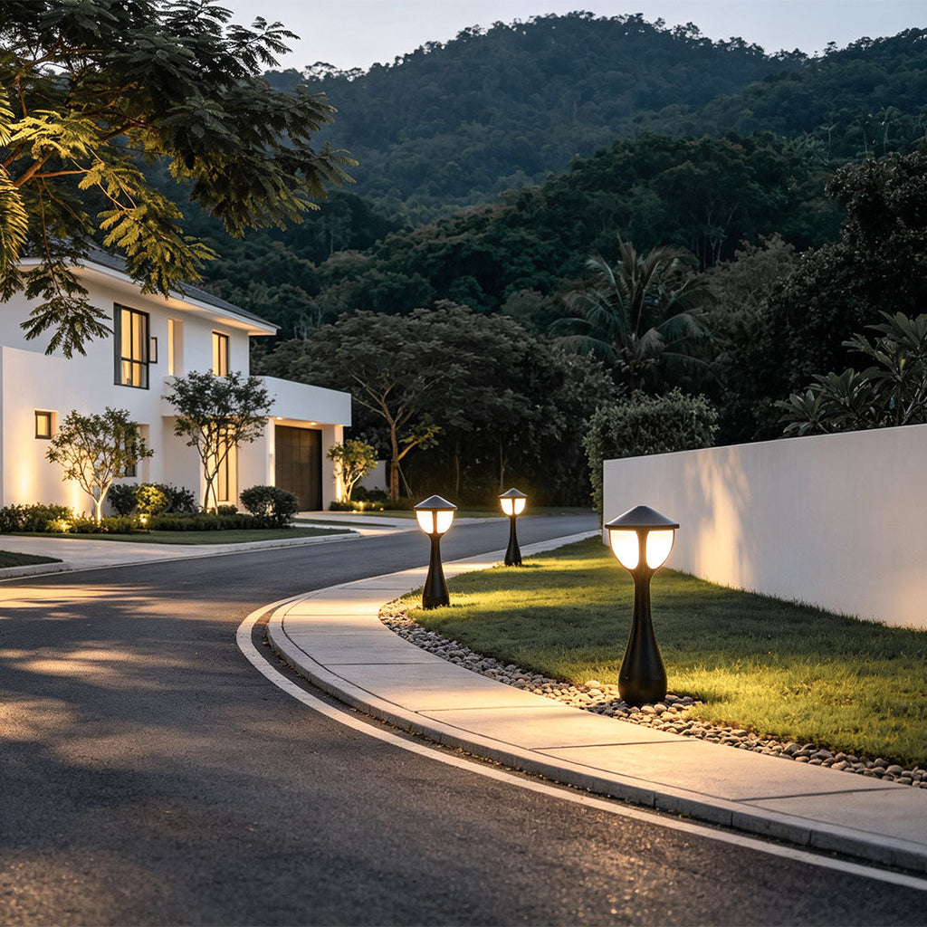 Stylish Black Metal LED Bollard Path Lights for Outdoor Landscape Lighting