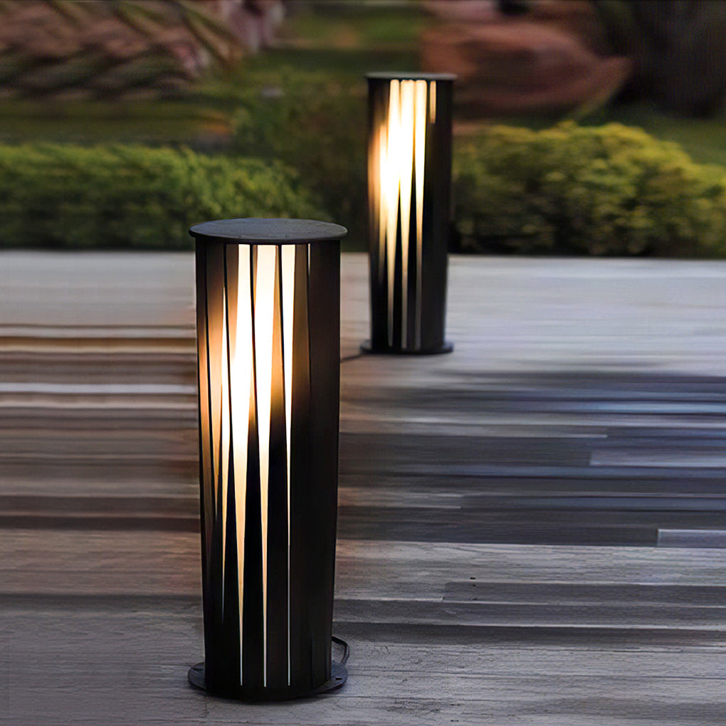 Geometric Black Metal Solar LED Bollard Path Light for Outdoor Lighting