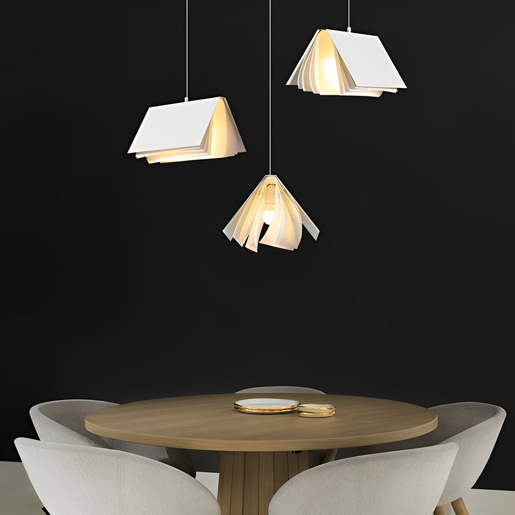 Contemporary White Book-Shaped Pendant Light for Home Office or Library