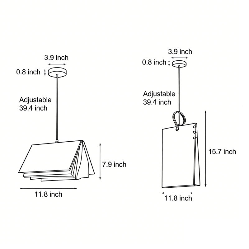 Contemporary White Book-Shaped Pendant Light for Home Office or Library
