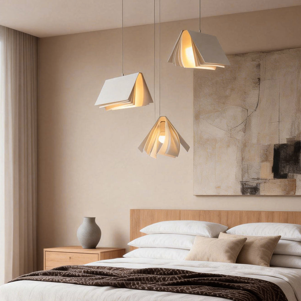 Contemporary White Book-Shaped Pendant Light for Home Office or Library