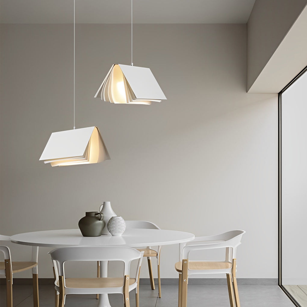 Creative Book-Style Pendant Light Fixture in Modern Metal for Living Room