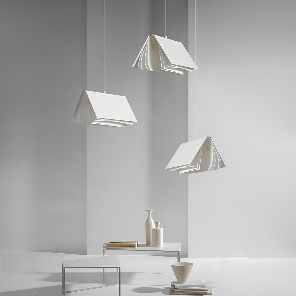 Creative Book-Style Pendant Light Fixture in Modern Metal for Living Room