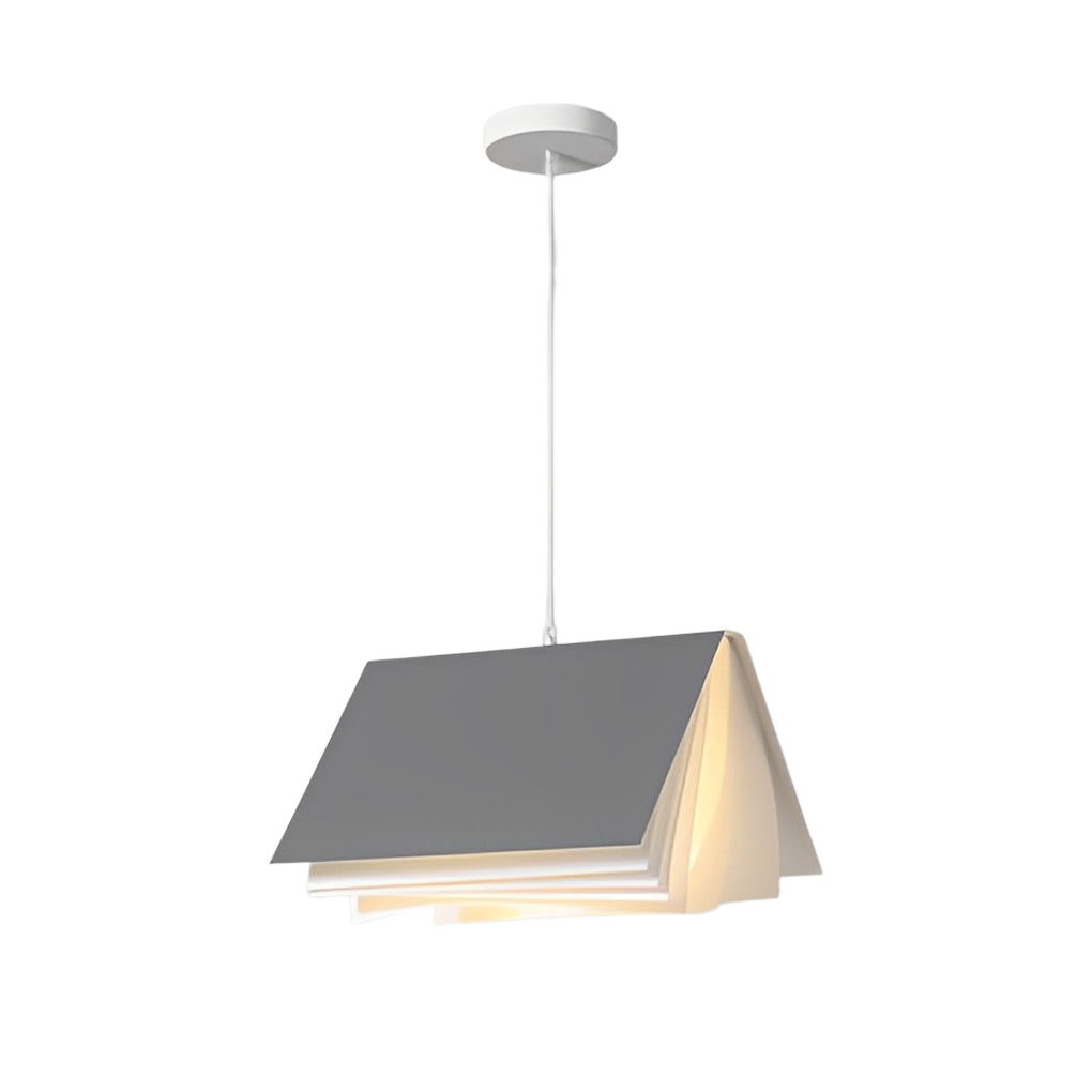 Contemporary White Book-Shaped Pendant Light for Home Office or Library