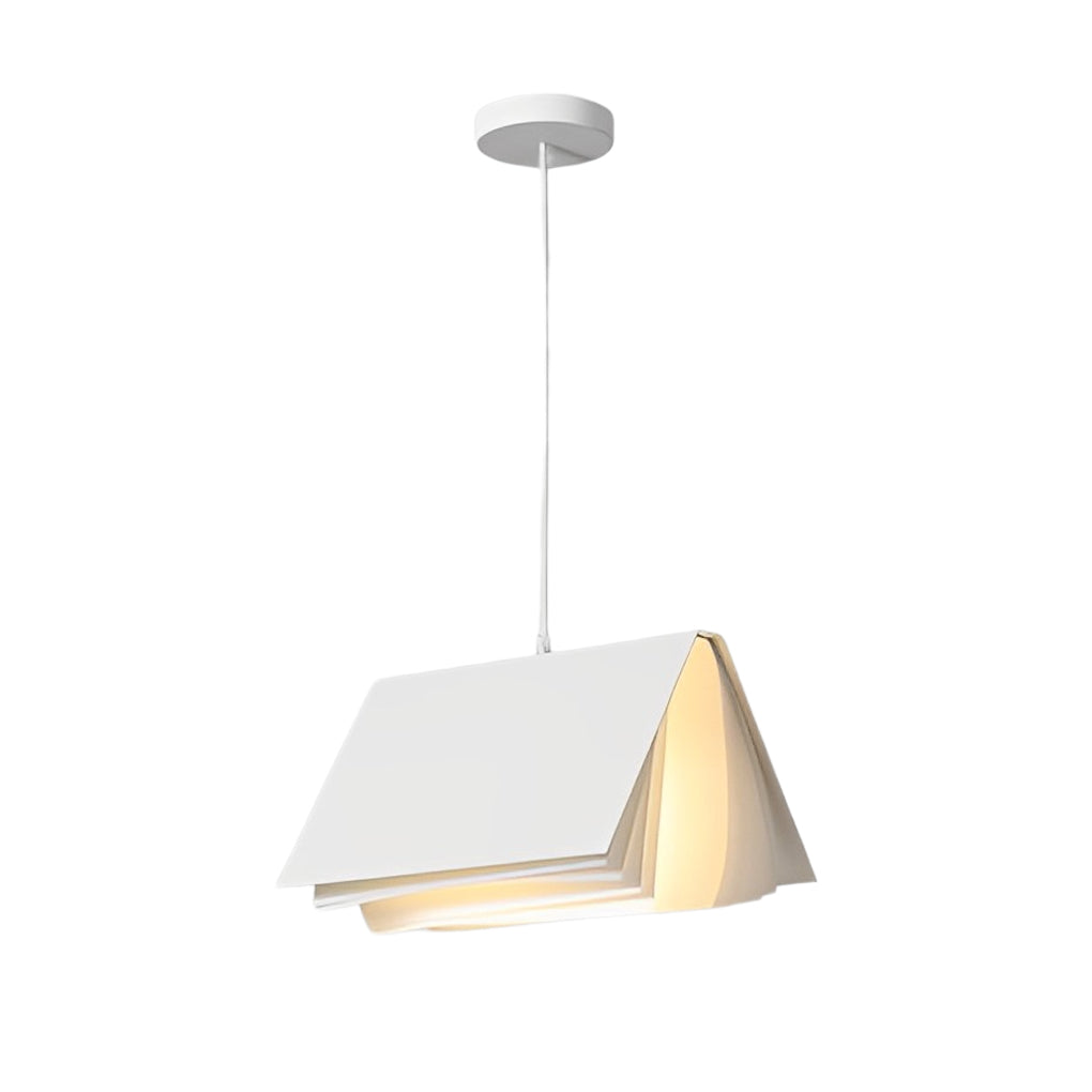 Contemporary White Book-Shaped Pendant Light for Home Office or Library