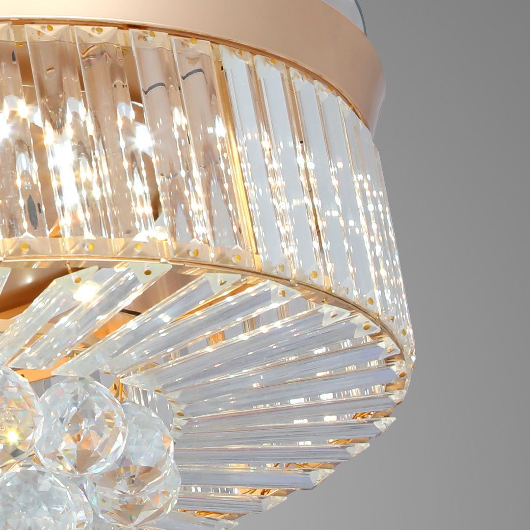 Elegant Gold Iron Crystal Ceiling Fan with Lights for Luxury Interiors