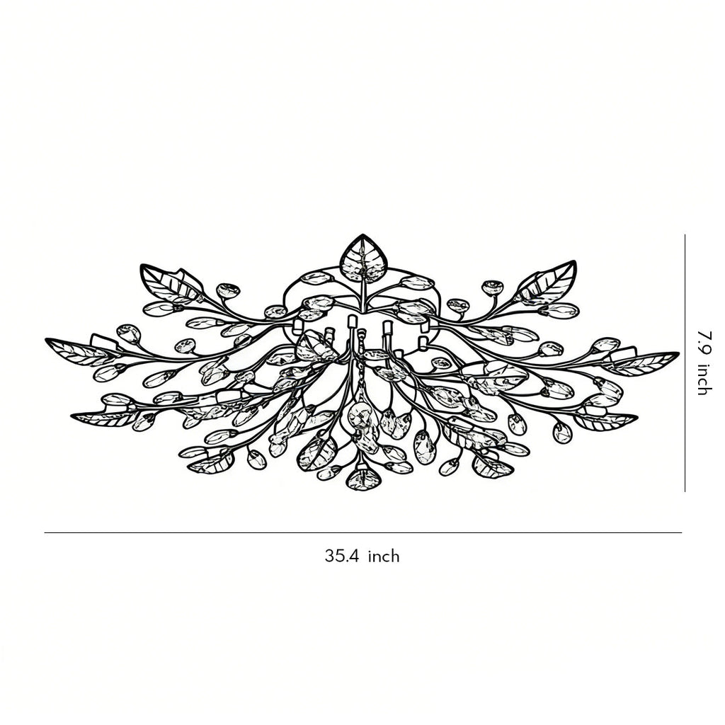 Modern Gold Brass Branch Chandelier with Crystal Leaves for Dining Room