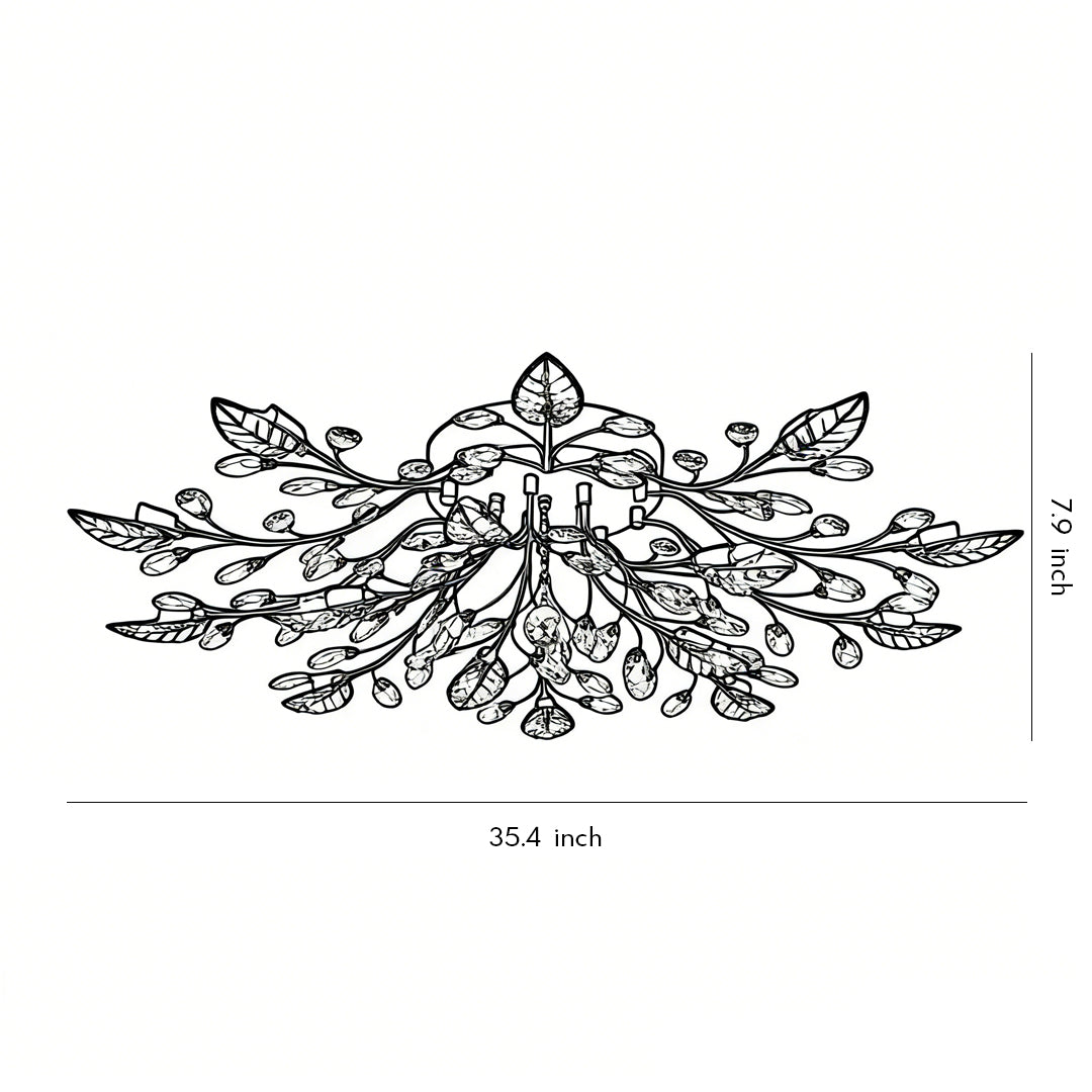 Modern Gold Brass Branch Chandelier with Crystal Leaves for Dining Room