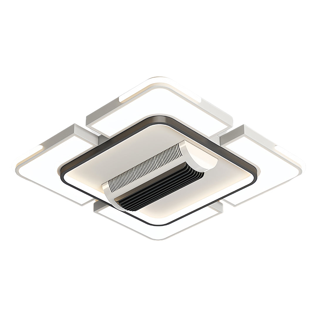 Modern Bladeless LED Ceiling Fan with Light, White for Living Room