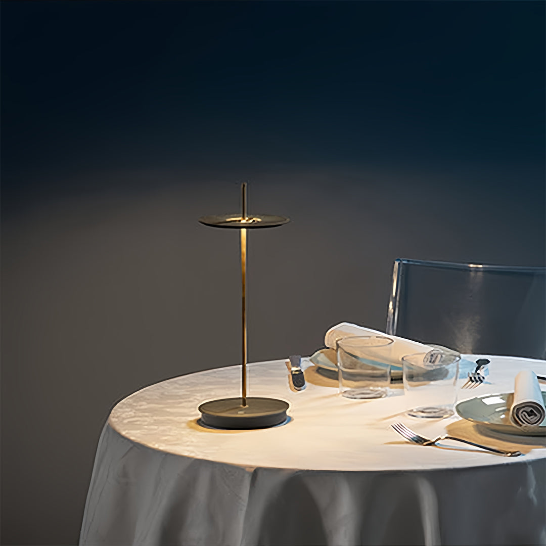 Portable Dimmable Metal Buffet Table Lamp in Modern Silver for Dining Room