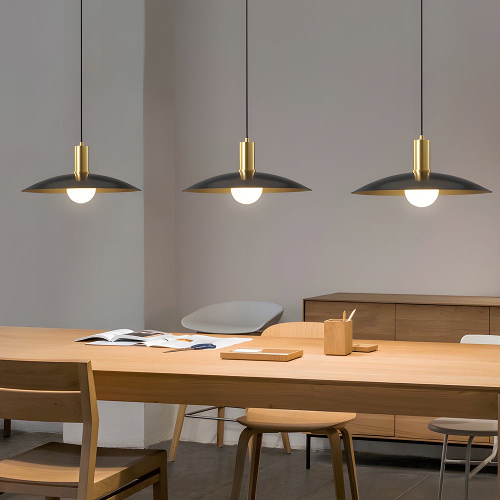 Modern Brass Flared LED Pendant Light Fixture for Dining Room Decor