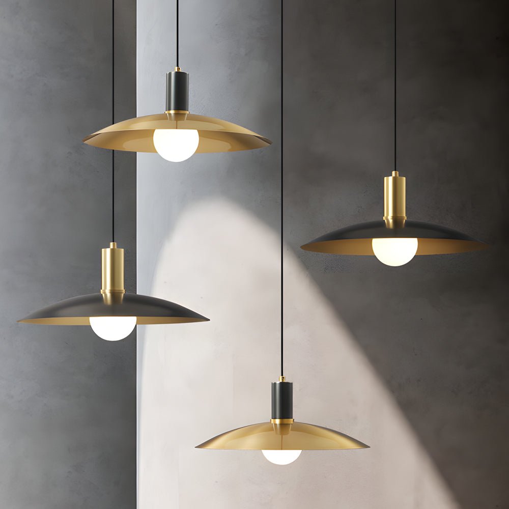 Modern Brass Flared LED Pendant Light Fixture for Dining Room Decor
