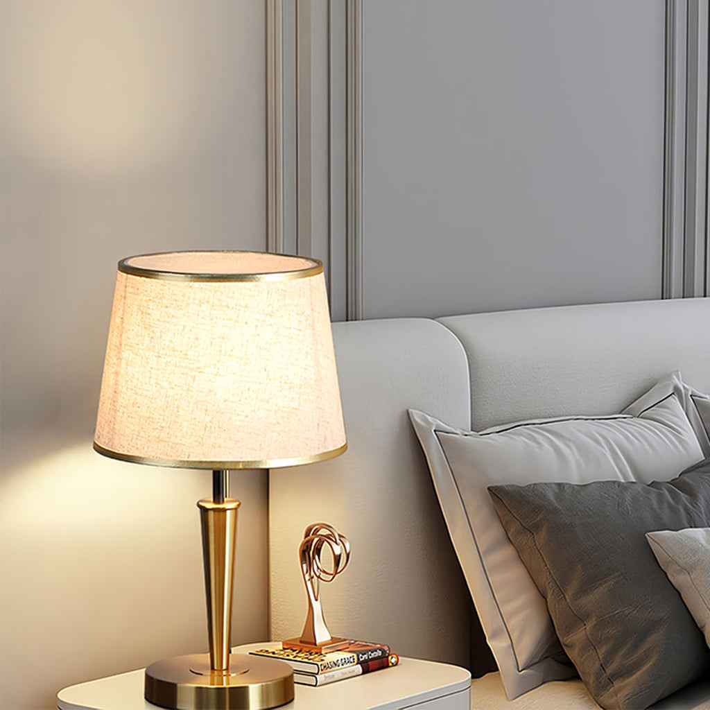 Elegant Modern Brass Table Lamp with Fabric Shade for Home Decor