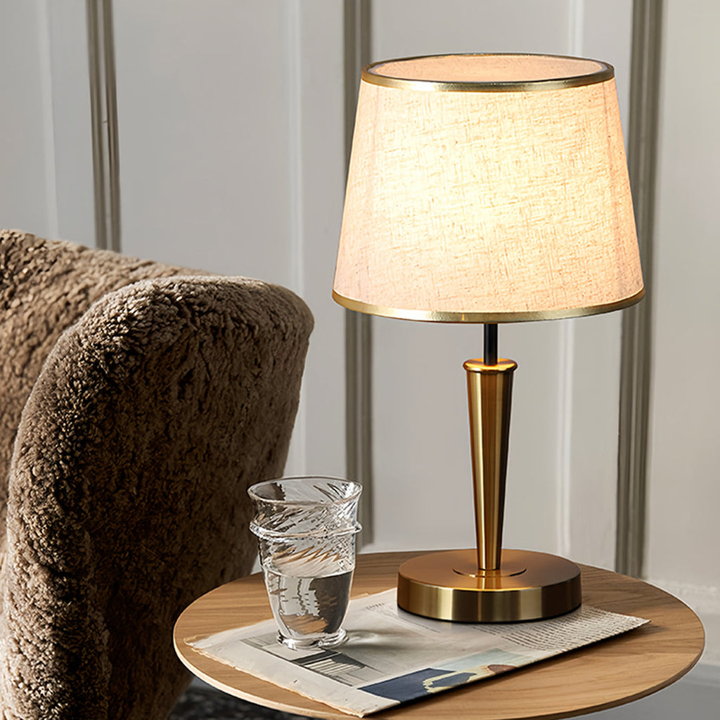 Elegant Modern Brass Table Lamp with Fabric Shade for Home Decor