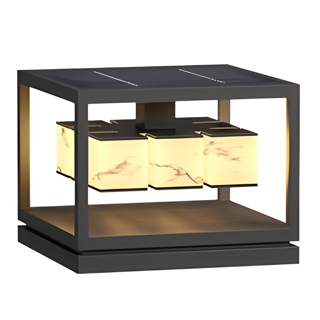 Stylish Square Metal Brick Pillar Solar Light - Waterproof Outdoor Lighting