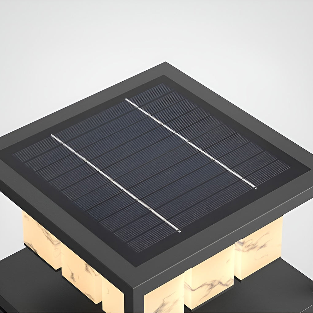 Stylish Square Metal Brick Pillar Solar Light - Waterproof Outdoor Lighting