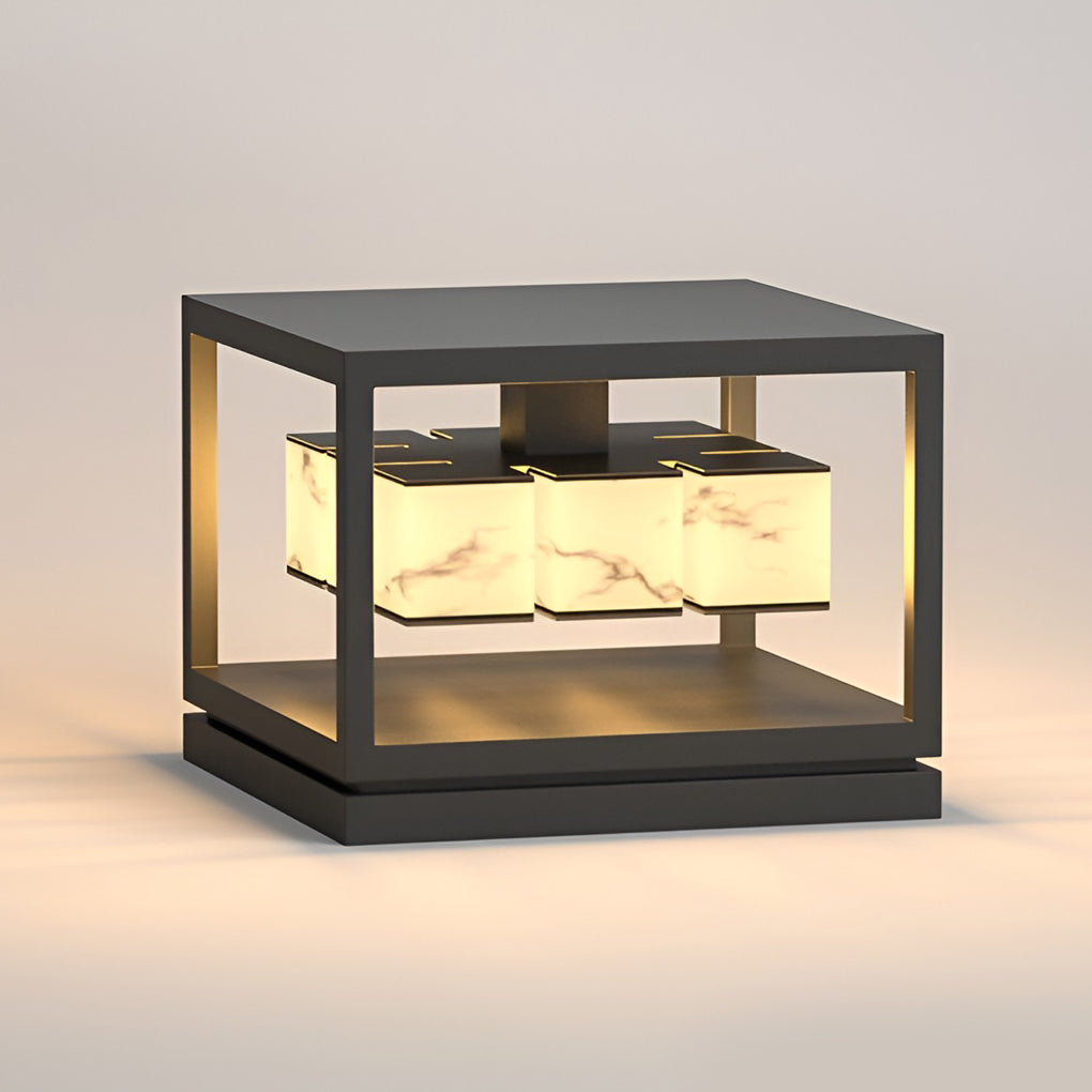 Stylish Square Metal Brick Pillar Solar Light - Waterproof Outdoor Lighting