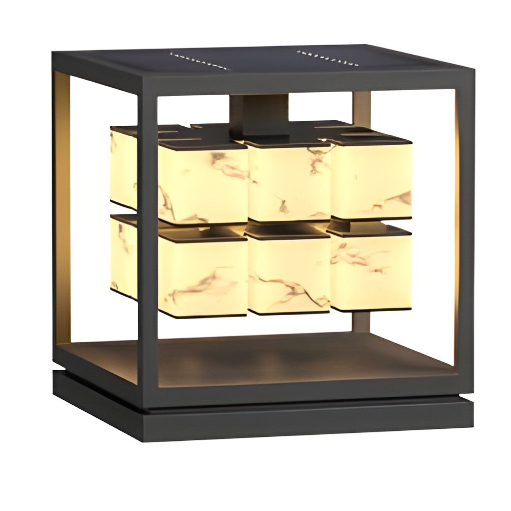 Stylish Square Metal Brick Pillar Solar Light - Waterproof Outdoor Lighting