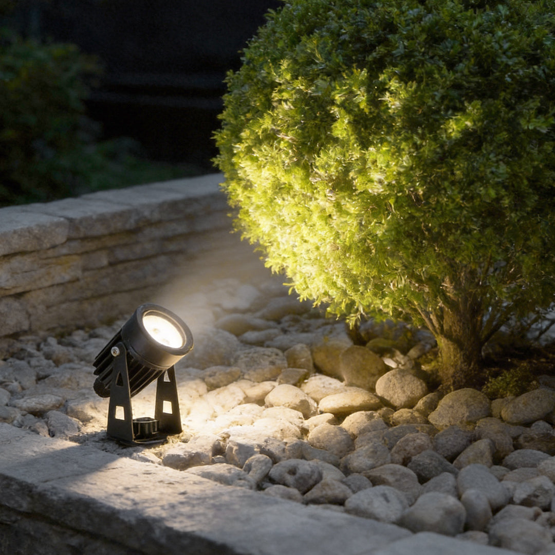 Adjustable Solar Powered Outdoor Landscape Spotlight in Durable Black Finish