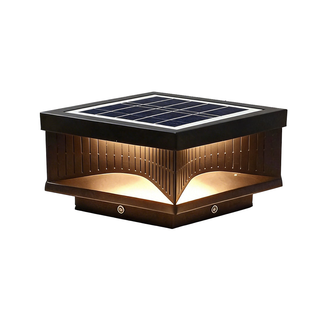 Modern Square LED Outdoor Pillar Light Fixture - Stylish Stripe Design
