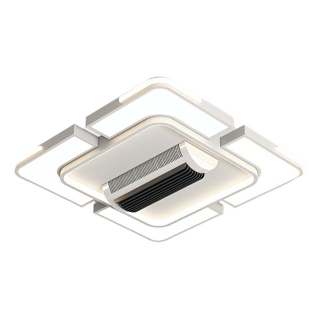 Modern Bladeless LED Ceiling Fan with Light, White for Living Room