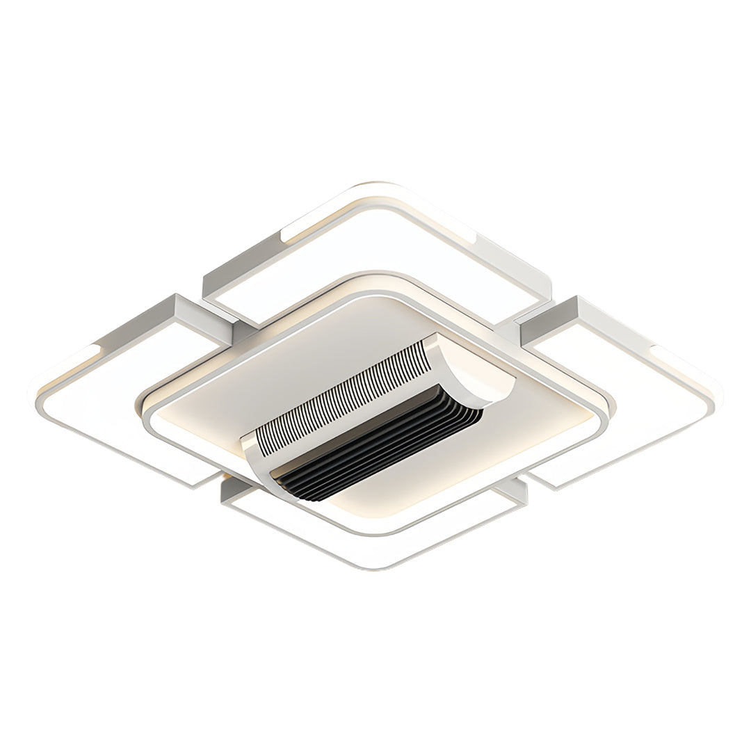 Modern Bladeless LED Ceiling Fan with Light, White for Living Room