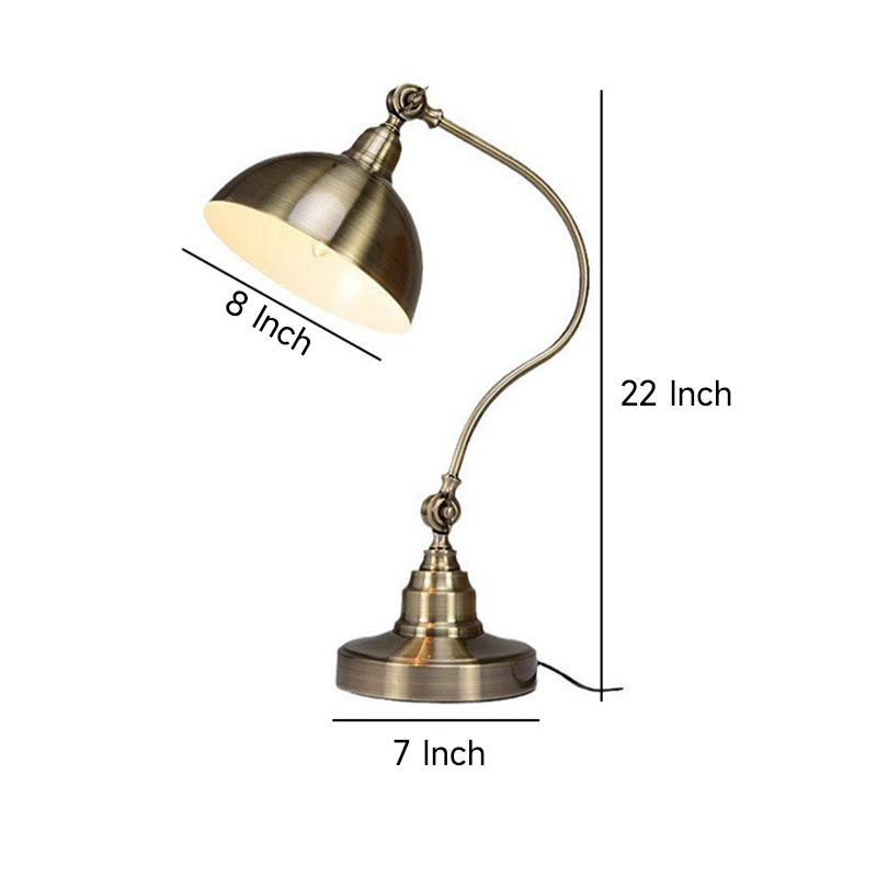 Vintage Bronze Gooseneck LED Desk Lamp – Stylish Metal Lighting for Office
