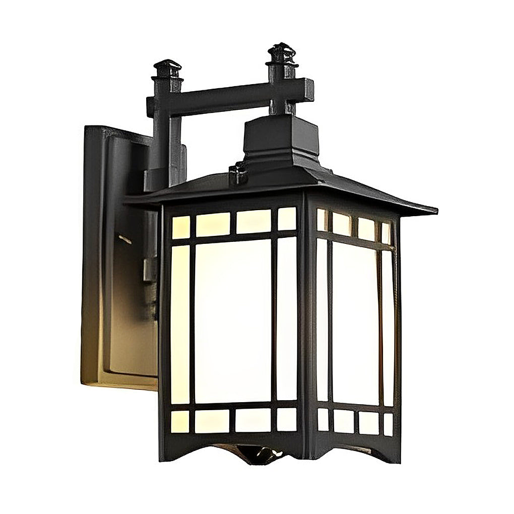 Vintage Industrial LED Lantern Wall Sconce in Die-Cast Aluminum for Entryway