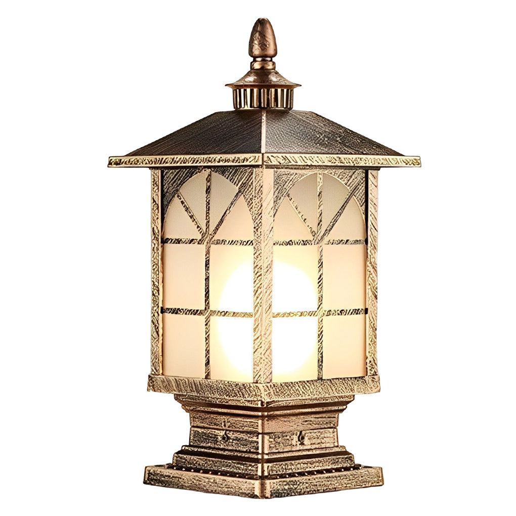 Retro Waterproof Outdoor Street Light Pillar in Black Metal for Patios