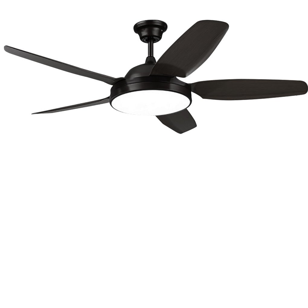 Industrial Brown Ceiling Fan with Real Wood Blades and Light Fixture for Living Room