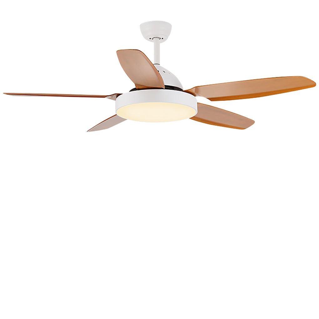 Industrial Brown Ceiling Fan with Real Wood Blades and Light Fixture for Living Room