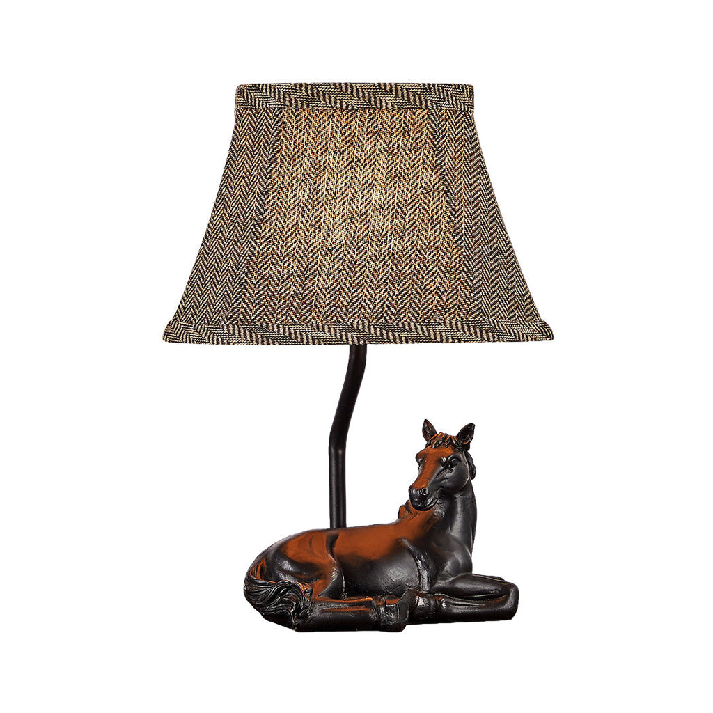 Elegant European-Style Horse Table Lamp with Cloth Shade for Decor