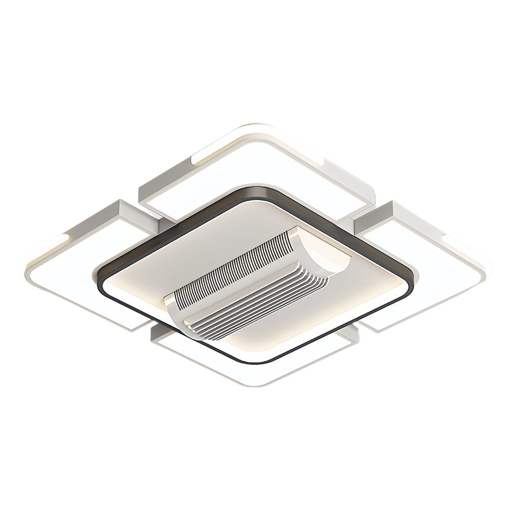 Modern Bladeless LED Ceiling Fan with Light, White for Living Room