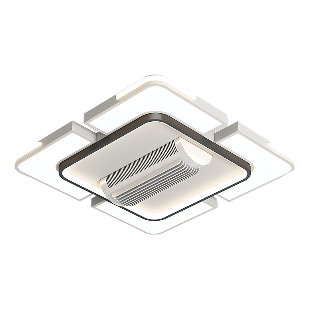 Modern Bladeless LED Ceiling Fan with Light, White for Living Room