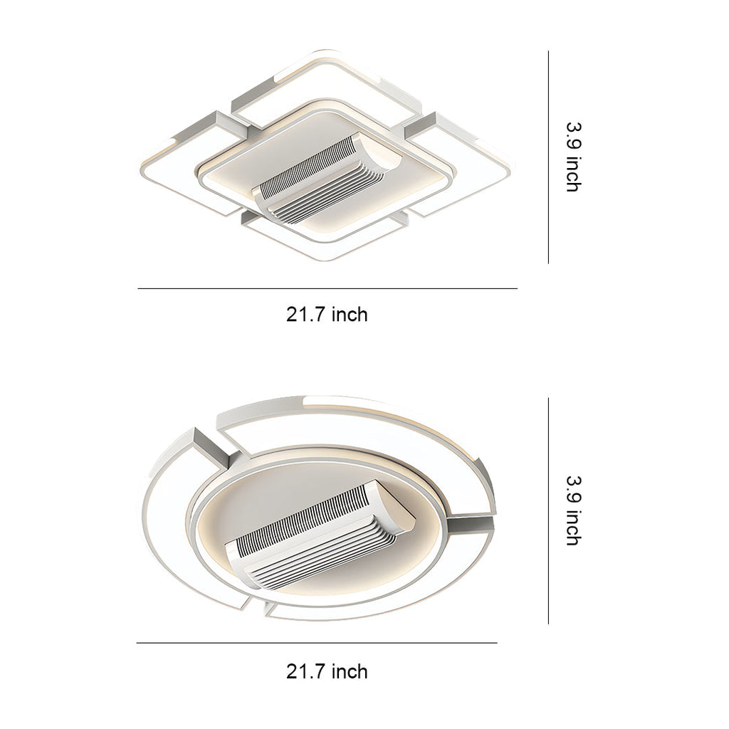 Modern Bladeless LED Ceiling Fan with Light, White for Living Room