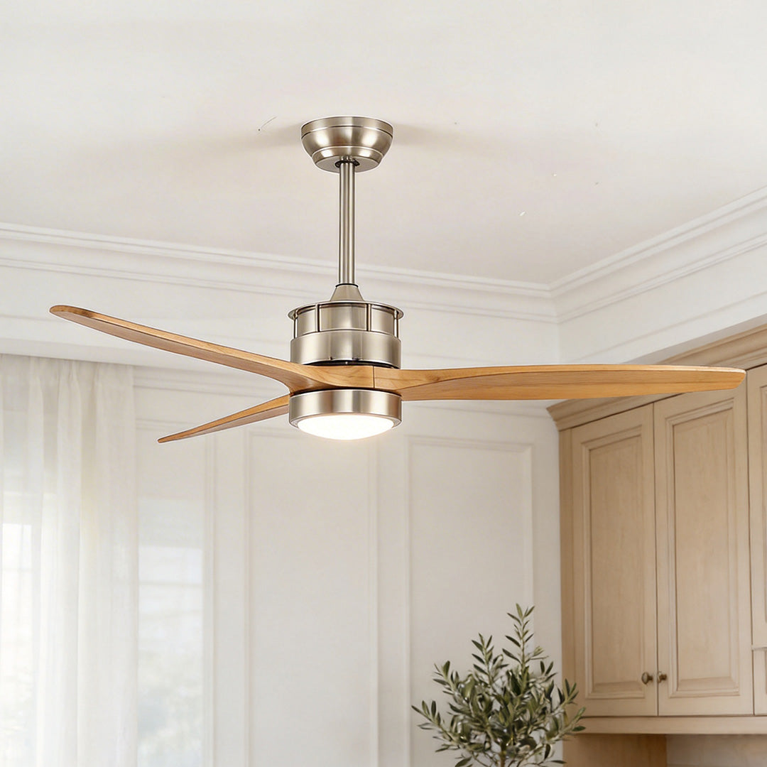 Sleek Modern White Ceiling Fan with LED Light & Remote for Living Room