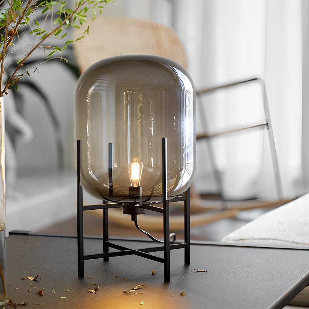 Industrial Bubble Glass Floor Lamp with Metal Rods for Living Room