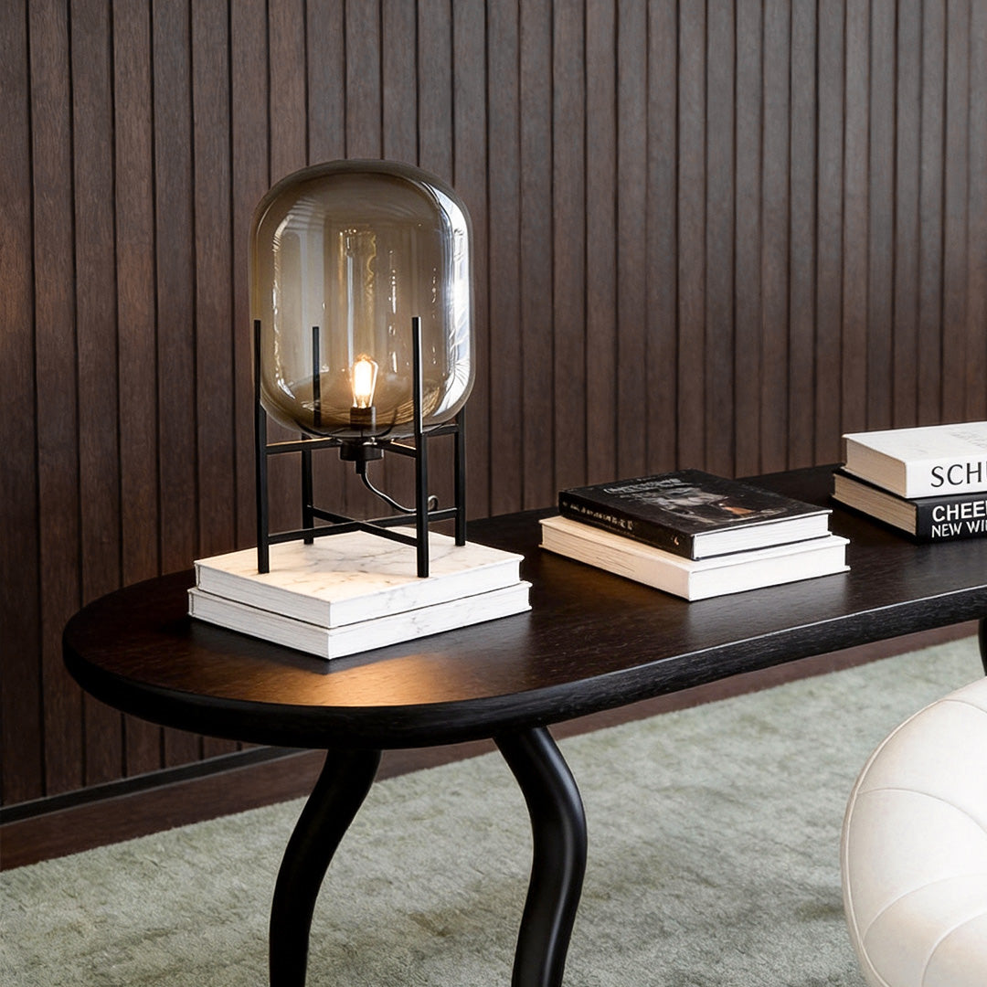 Industrial Bubble Glass Floor Lamp with Metal Rods for Living Room