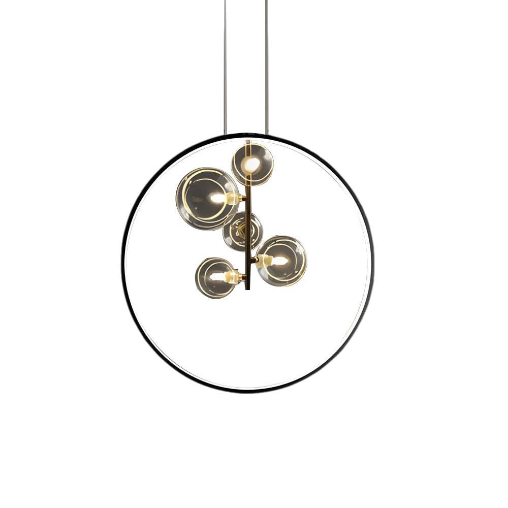 Modern Black Bubble Glass LED Pendant Light for Dining Room or Kitchen