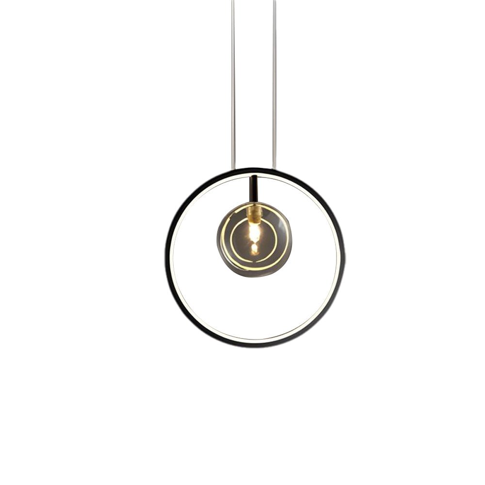Modern Black Bubble Glass LED Pendant Light for Dining Room or Kitchen